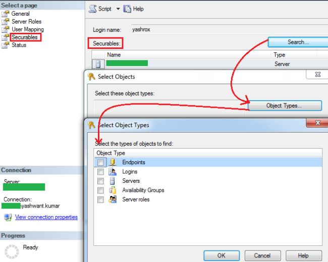 Showing Securables from login properties page